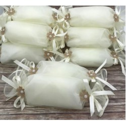 Favors tulle pouch Candy shaped bomboniere Baptism Wedding guests gifts with koufeta Handmade