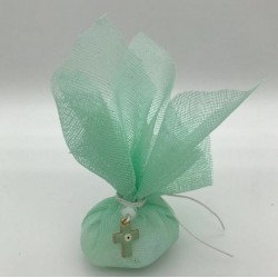 Favors pouch Mint evil eye cross Baptism bomboniere with koufeta Greek event Unique style Baby boy baby girl
