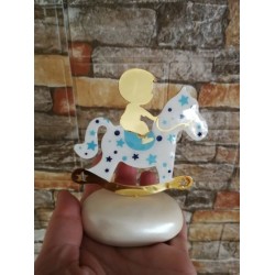 Favors ornament Boy on rocking horse Baby boy baptism souvenirs Greek bomboniere koufeta Christening guests gifts 