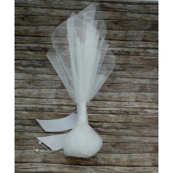 Favors tall tulle pouch Crystal Pearls Wedding bomboniere White wedding Greek favors with koufeta confetti