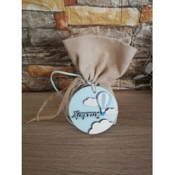 Favors pouch Airballoon Personalized ceramic bomboniere ornament Baptism guests gifts