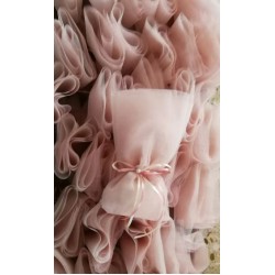 Favors tulle pouch Ivory with pearl Classic tulle bomboniere Orthodox Baptism Wedding guests' souvenirs