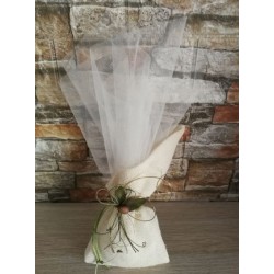 Favors pouch Olive wedding bomboniere with koufeta Wedding guests gifts Rustic chic burlap pouch