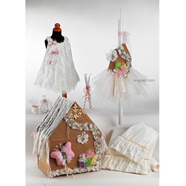 Complete baptism set BABY GIRL Orthodox church christening BUTTERFLY HOUSE