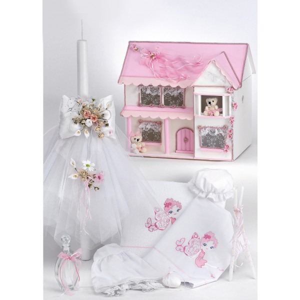 Complete baptism set BABY GIRL Orthodox church christening FLORAL HOUSE
