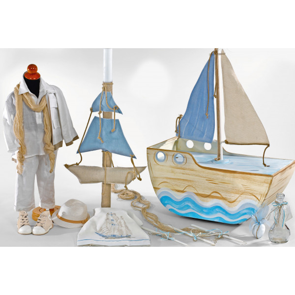 Complete baptism BOAT set BABY BOY Orthodox church christening 