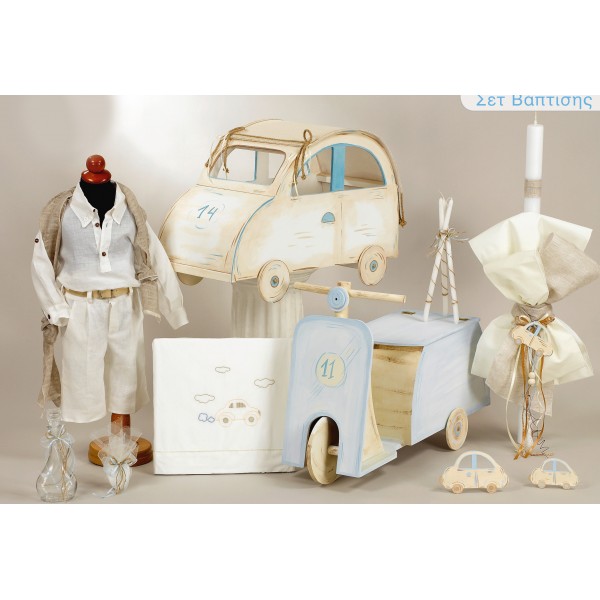 Complete baptism CAR SCOOTER set BABY BOY Orthodox christening