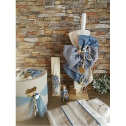 Complete set boy baptism Golden safari Keepsake box suitcase Candle Oil set Towel set Baby boy christening