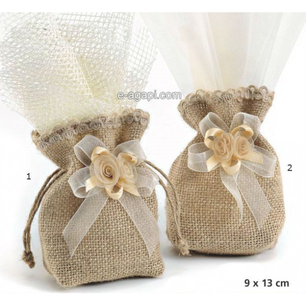 Baptism favors for boys and girls Autumn baby shower greek burlap pouch favors