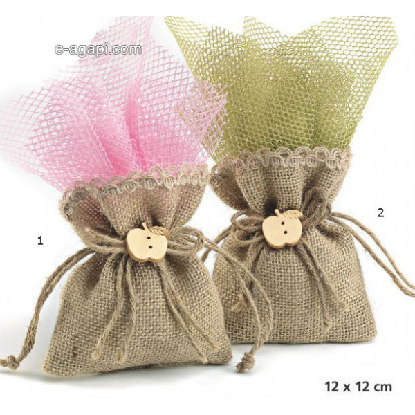 Baptism favors for boys and girls Autumn baby shower burlap pouch favors 