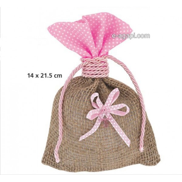 Baptism favors for girls Rustic baby shower burlap pouch favors