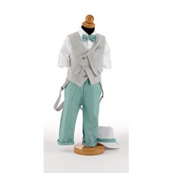 Suit Cotton couture Mint gray Baby boy fashion Christening Wedding outfit Unique Design