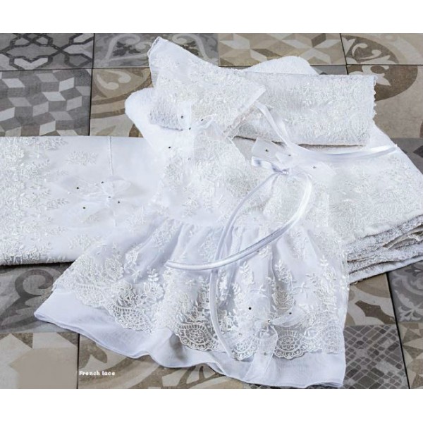 Ladopana set baby girl baptism French lace Color options Orthodox baptism