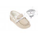 Baby boy shoes - Leather - Toddler moccasins - size 4-9 US - EU 19-25 - Ecru color 