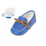 Baby boy shoes - Leather - Toddler moccasins - size 4-9 US - EU 19-25 - Blue color 