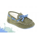 Baby boy shoes - Leather - Toddler mooccasins - size 4-9 US - EU 19-25 - Olive Blue 