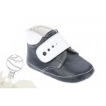 Baby boy shoes crib shoes Toddler leather shoes Navy blue  White baptism shoes 