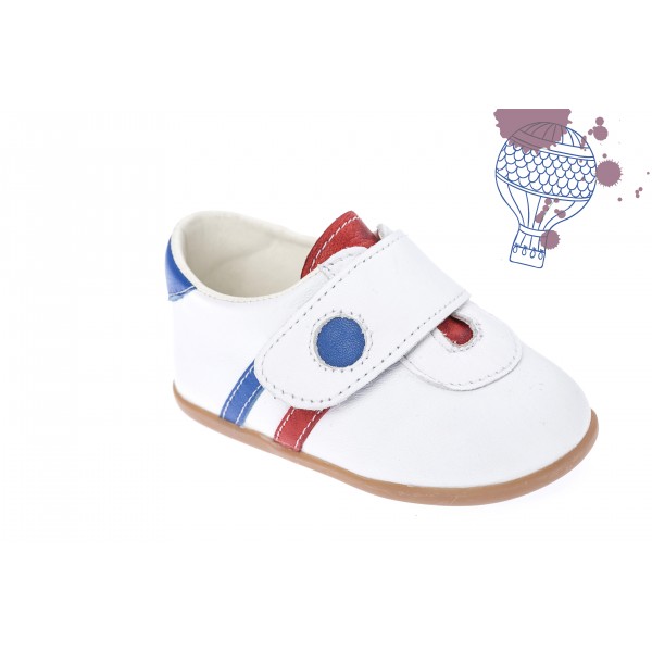 Baby boy shoes velcro shoes Toddler leather shoes White blue red baptism shoes 