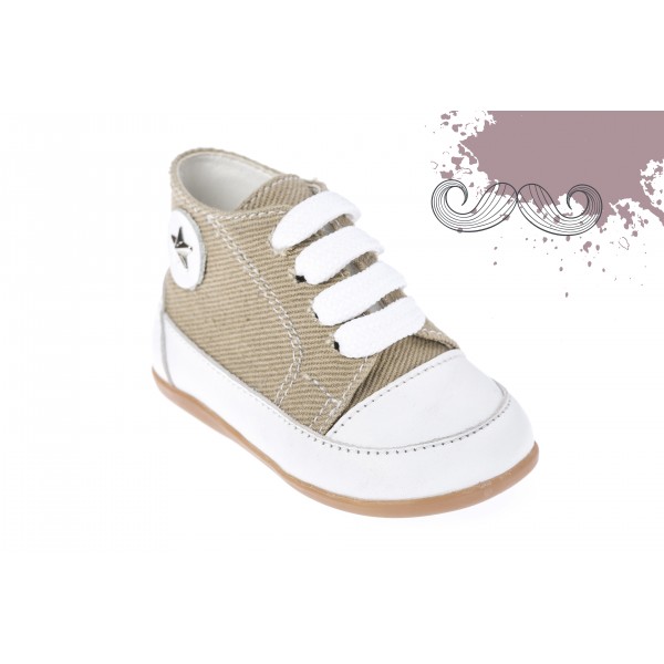 Baby boy shoes sneakers Toddler denim shoes Ecru color baptism shoes 