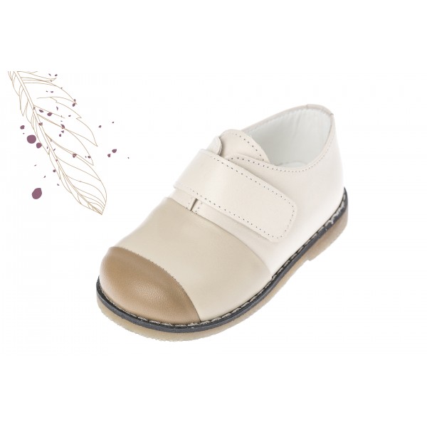 Baby boy shoes velcro shoes Toddler leather shoes Ecru color baptism shoes 
