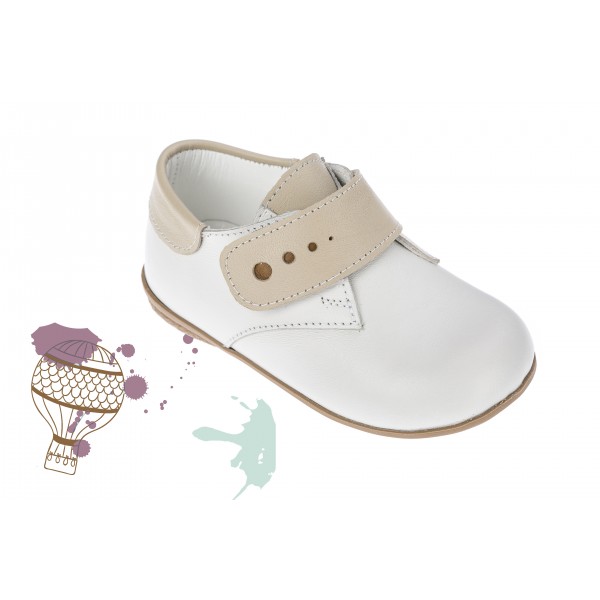 Baby boy shoes velcro shoes Toddler leather shoes White ecru detail baptism shoes 