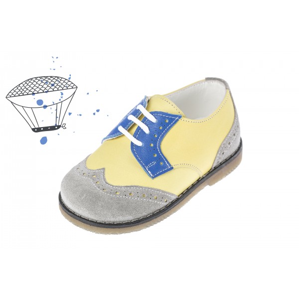 Baby boy shoes oxford shoes Toddler leather shoes Yellow grey blue baptism shoes 