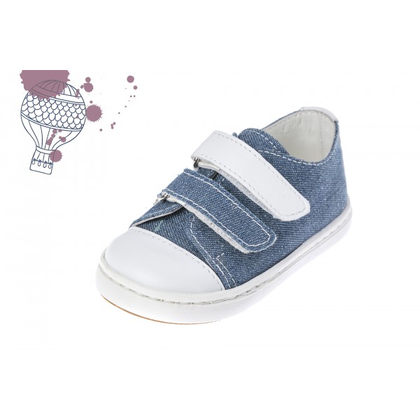 Baby boy shoes Velcro shoes Toddler leather shoes Denim blue white baptism shoes 
