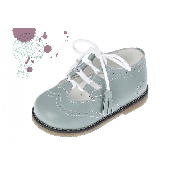 Baby boy shoes Toddler leather shoes Baby Blue lace up baptism shoes 