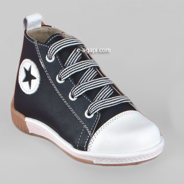 Baby boy shoes  - Toddler leather shoes - size 4-9 US - EU 19-25 - Blue White