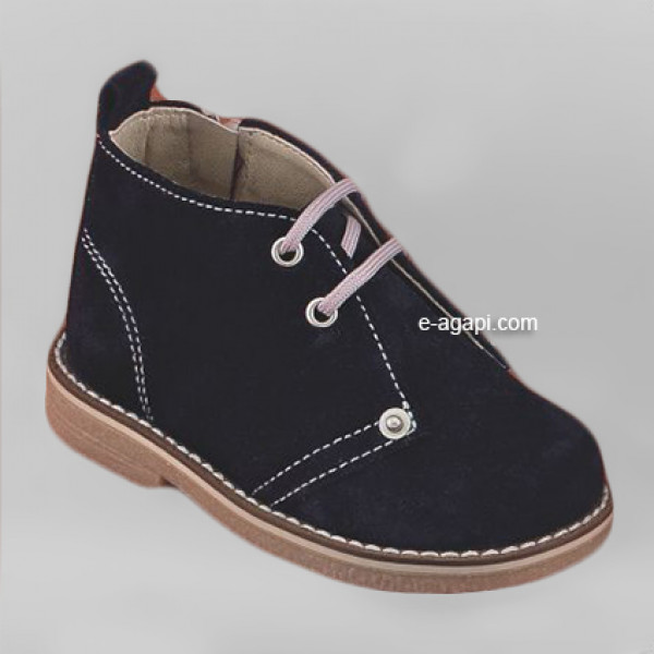 Baby boy shoes  - Toddler leather bootie shoes - size 4-9 US - EU 19-25 - Navy blue