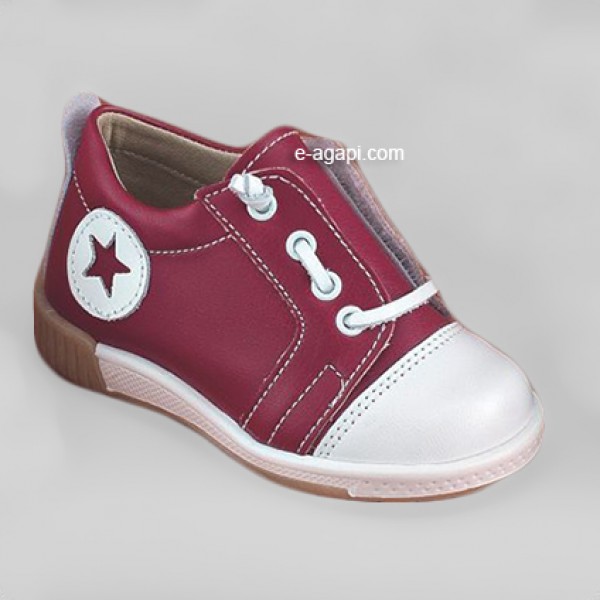 Baby boy shoes - Toddler leather shoes - size 4-9 US - EU 19-25 - White Red 