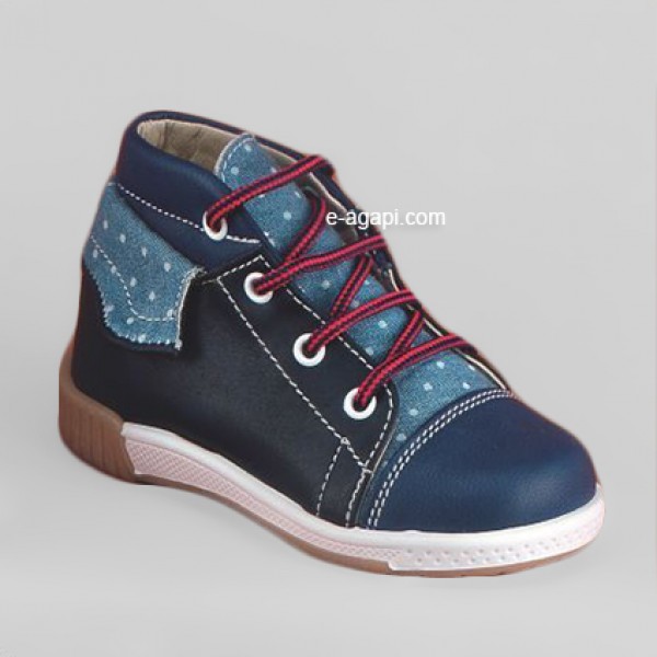 Baby boy shoes - Leather Sneakers - Toddler shoes - size 4-9 US - EU 19-25 - Navy Blue