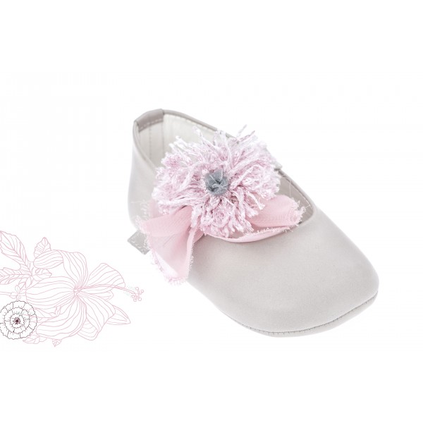 Baby girl shoes Crib shoes Toddler leather shoes Purple flower baptism shoes 