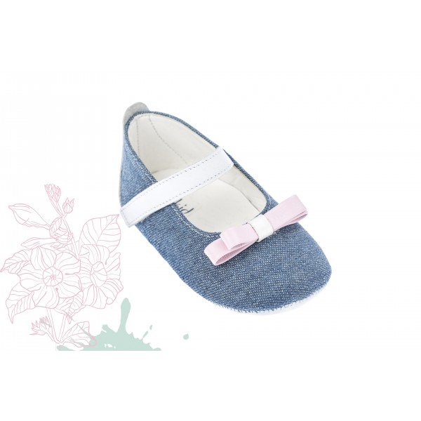 Baby girl shoes Crib shoes Toddler leather shoes Denim baptism shoes 