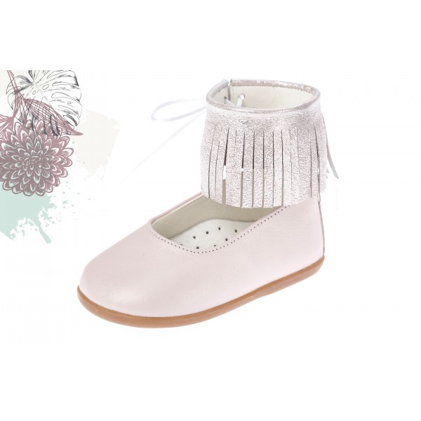 Baby girl shoes Toddler leather shoes Pink fringes baptism shoes 