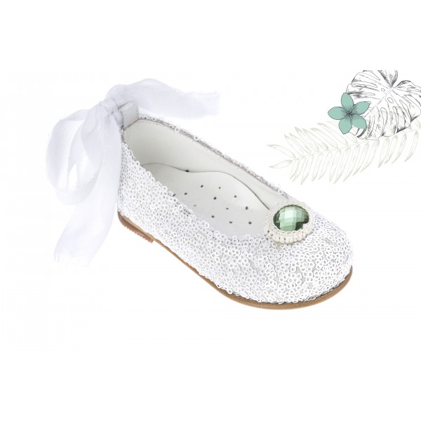 Baby girl shoes Toddler leather shoes White sequin green jewel baptism shoes 