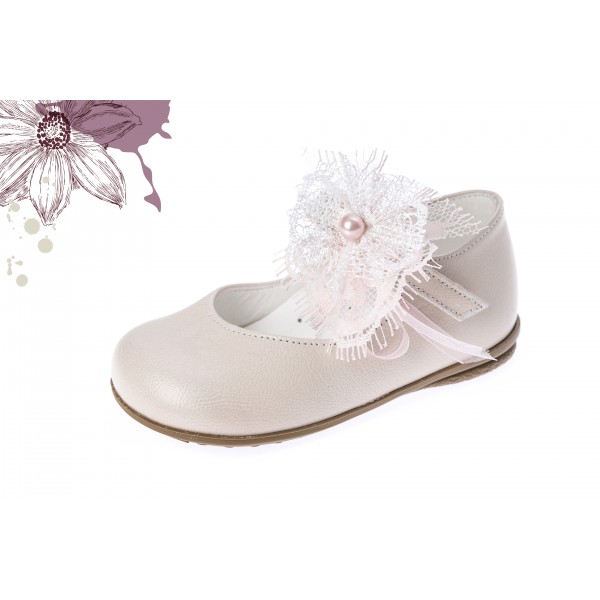 Baby girl shoes Toddler leather shoes Pink crochet flower pearl baptism shoes 