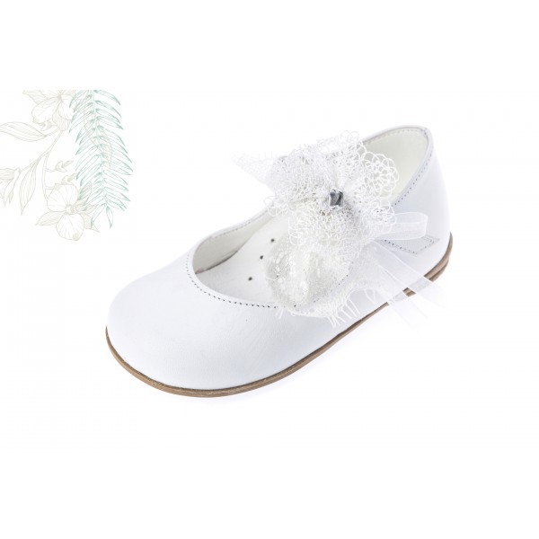 Baby girl shoes Toddler leather shoes White crochet flower jewel baptism shoes 