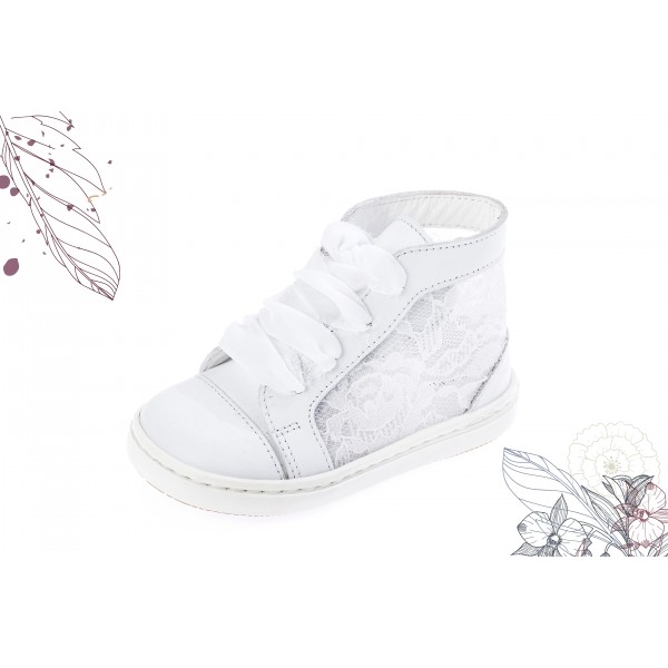Baby girl sneakers shoes Toddler leather shoes White lace baptism shoes 