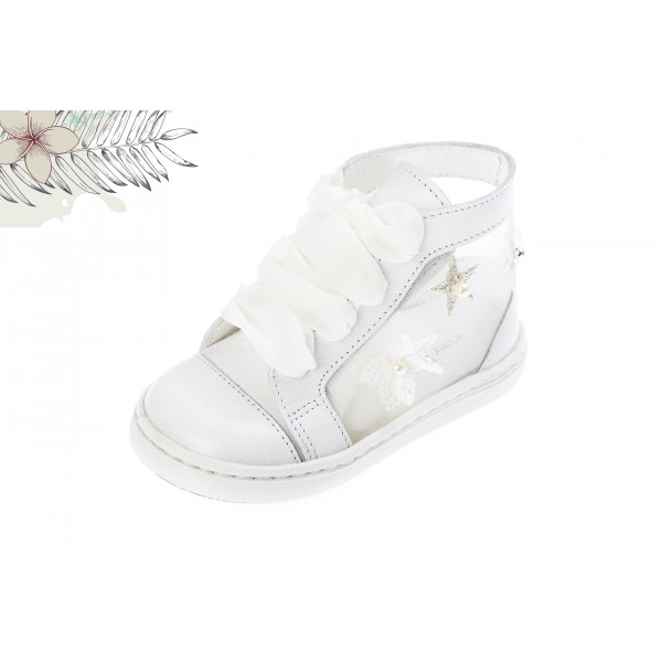 Baby girl sneakers shoes Toddler leather shoes White pearl baptism shoes 