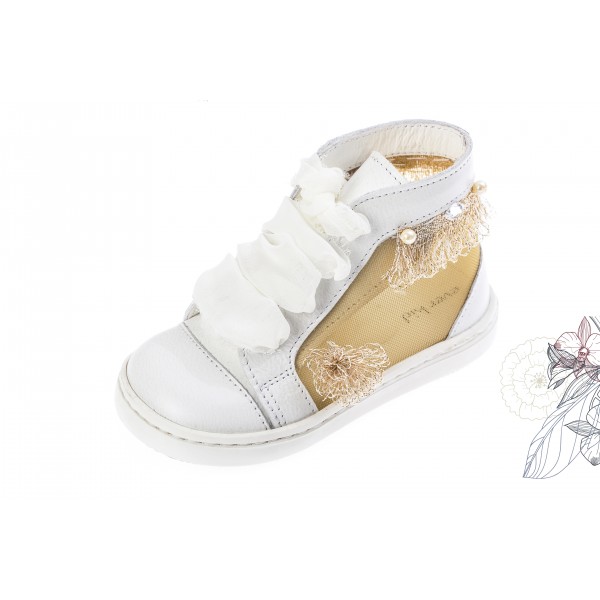 Baby girl sneakers shoes Toddler leather shoes White Ecru strass baptism shoes 