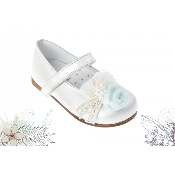 Baby girl shoes Toddler leather shoes White strap flower baptism shoes 