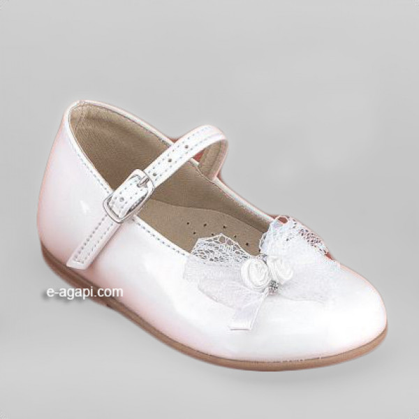 Baby girl shoes Lace shoes Leather baptism shoes White