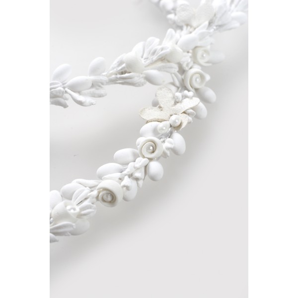 Stefana Greek wedding crowns set Bridal orthodox church Couple accessories Floral Porcelain