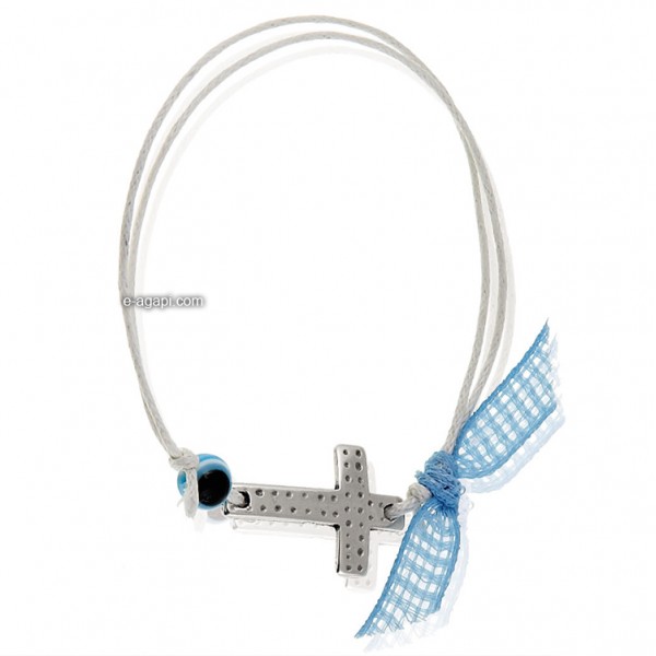 Baptism favors Greek martyrika cross witness bracelets for boys with evil eye