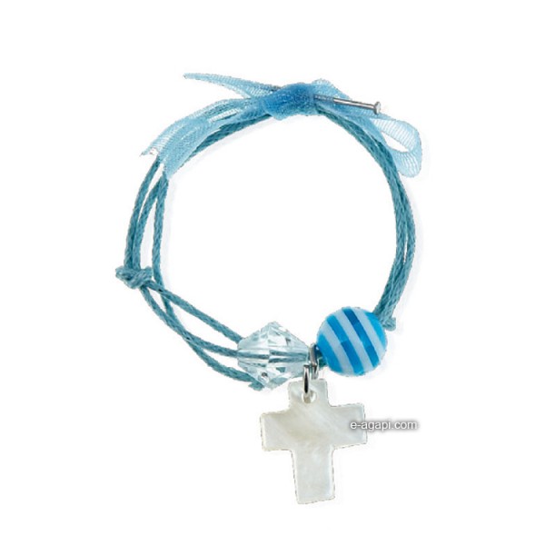 Baptism favors Greek martyrika cross witness bracelets or pin for boys blue