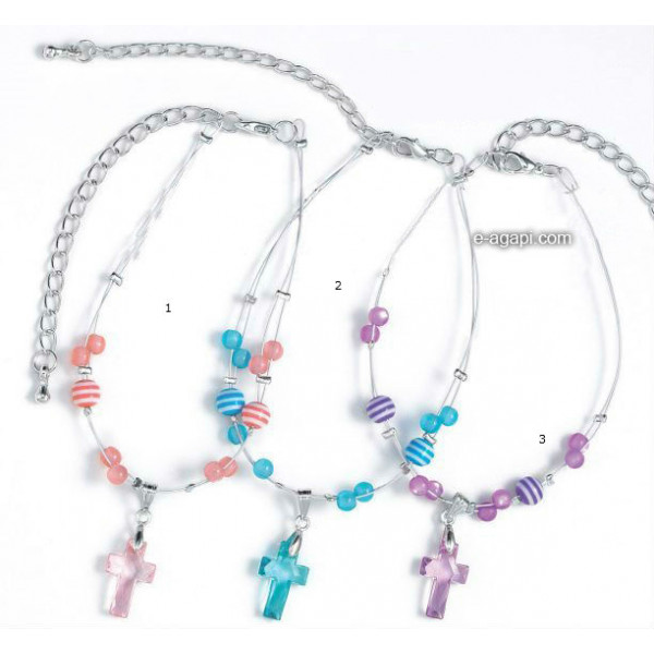 Baptism favors Greek martyrika cross witness bracelets for boys and girls silver chain