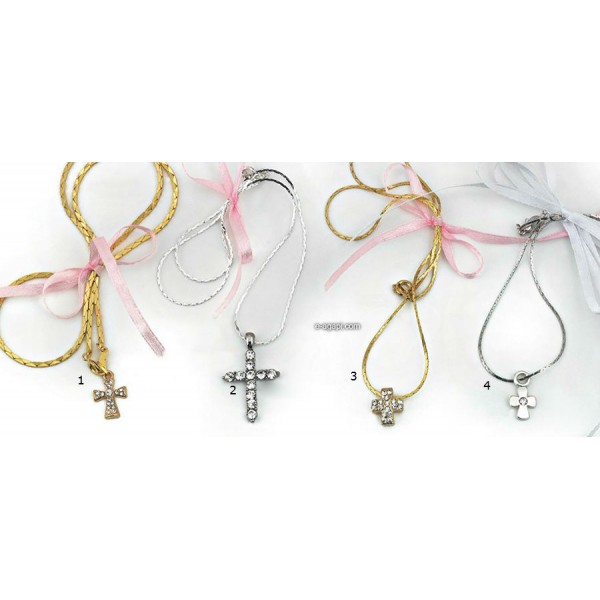 Baptism favors Greek martyrika cross witness necklaces for boys and girls gold or silver