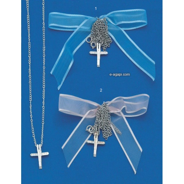 Baptism favors Greek martyrika cross witness necklaces for boys and girls silver chain