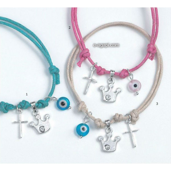 Baptism favors Greek martyrika cross witness bracelets boys and girls evil eye crown